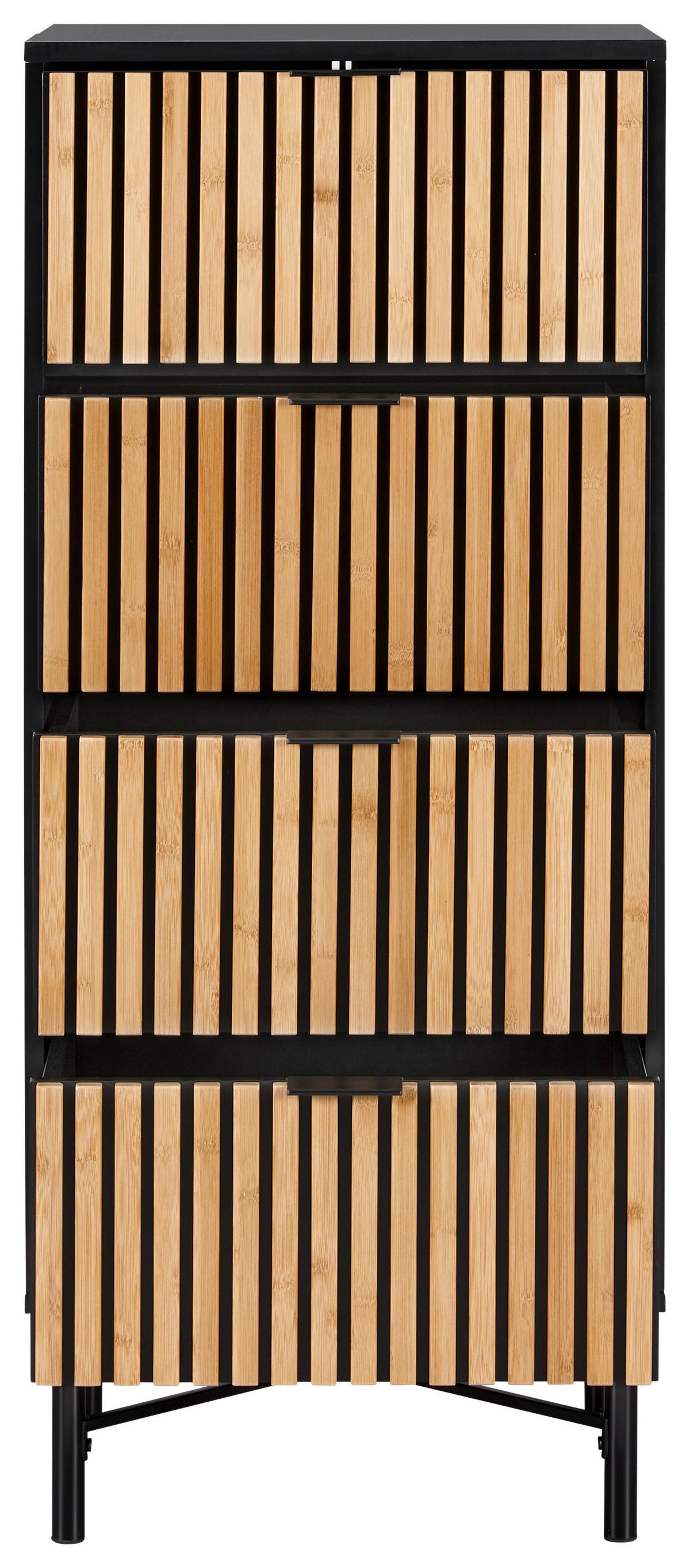 Komoda so zásuvkami MADRID - čierna/prírodná farba, Modern, kov/drevo (48/114/40cm) - Mömax