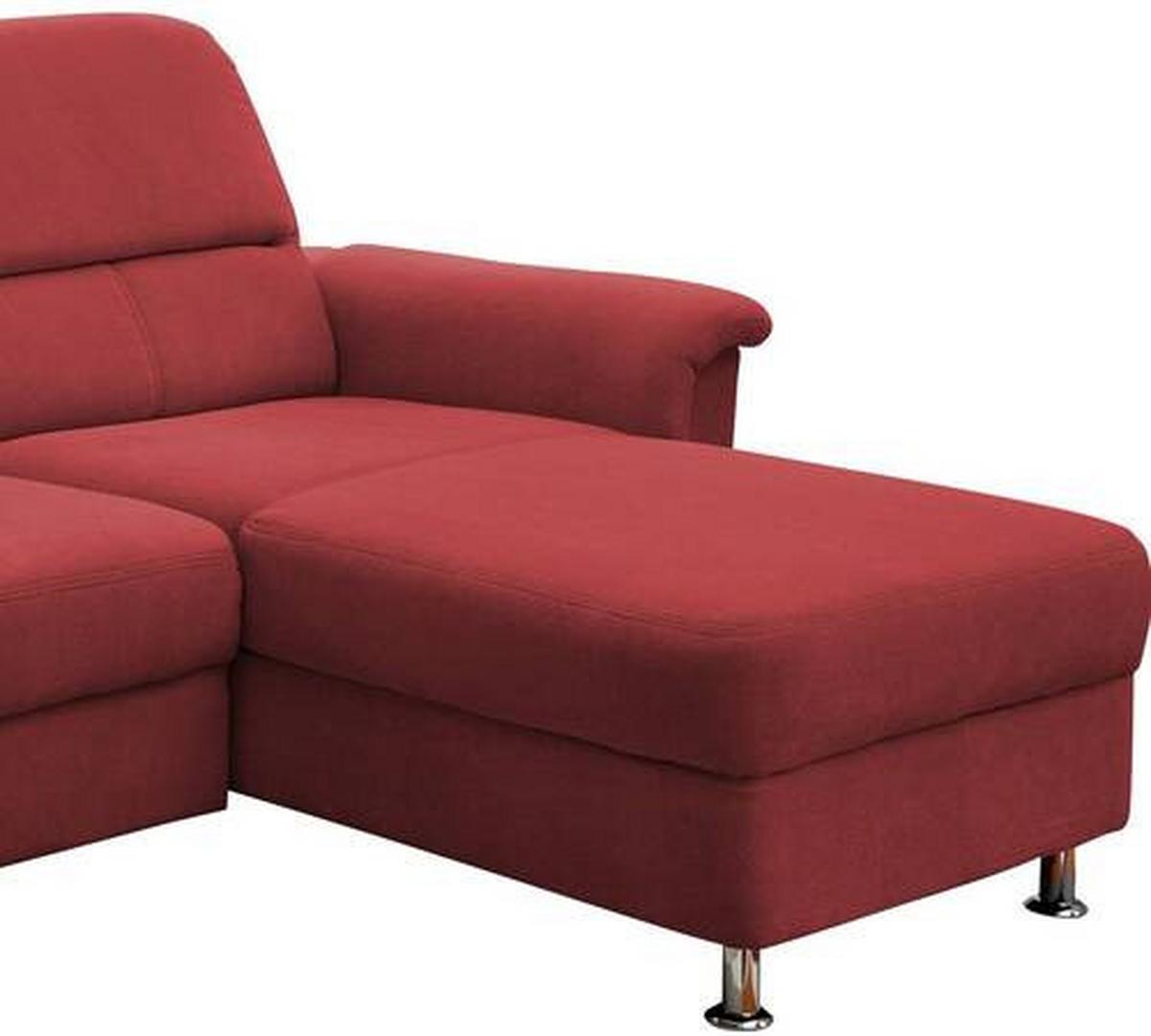 Ecksofa mit Relaxfunktion + USB Anschluss Parole, Mikrof. - Chromfarben/Rot, MODERN, Textil (231/165cm) - Livetastic