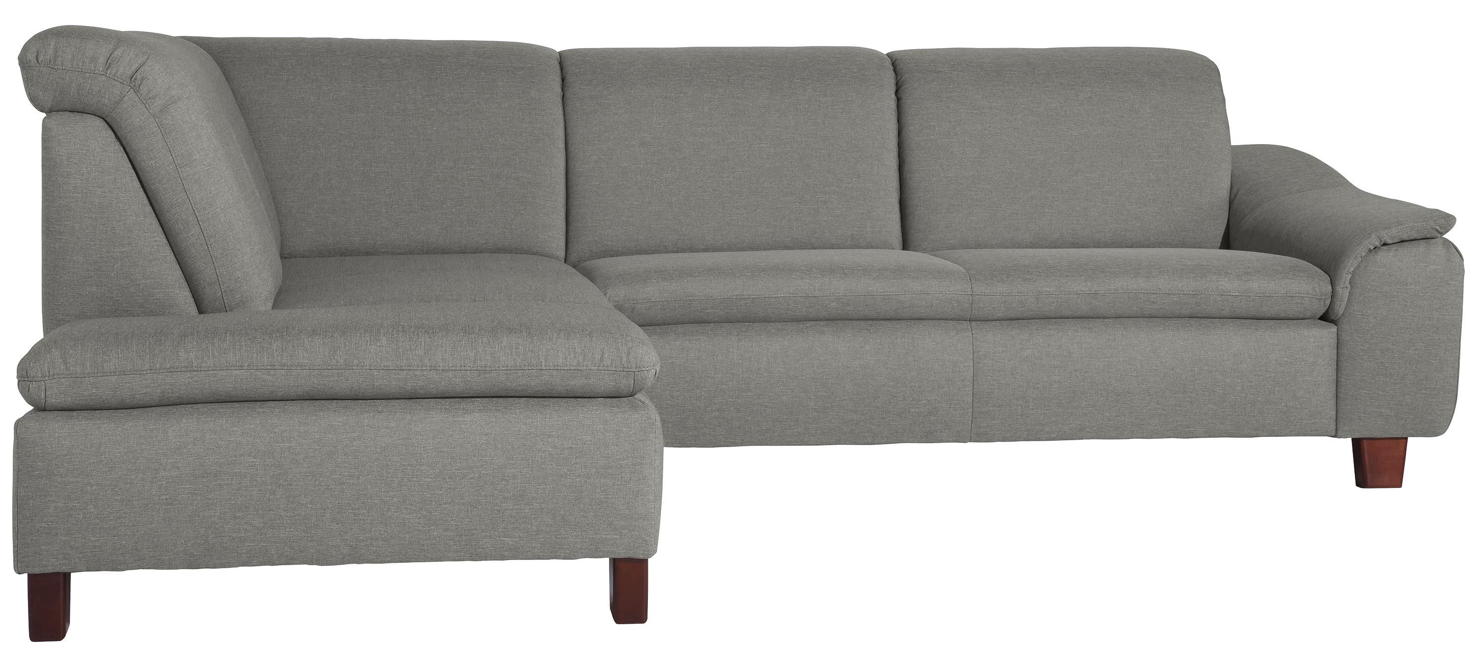 Ecksofa Aaron Hellgrau Flachgewebe - Nussbaumfarben/Hellgrau, Design, Textil (247/82/187cm) - Max Winzer