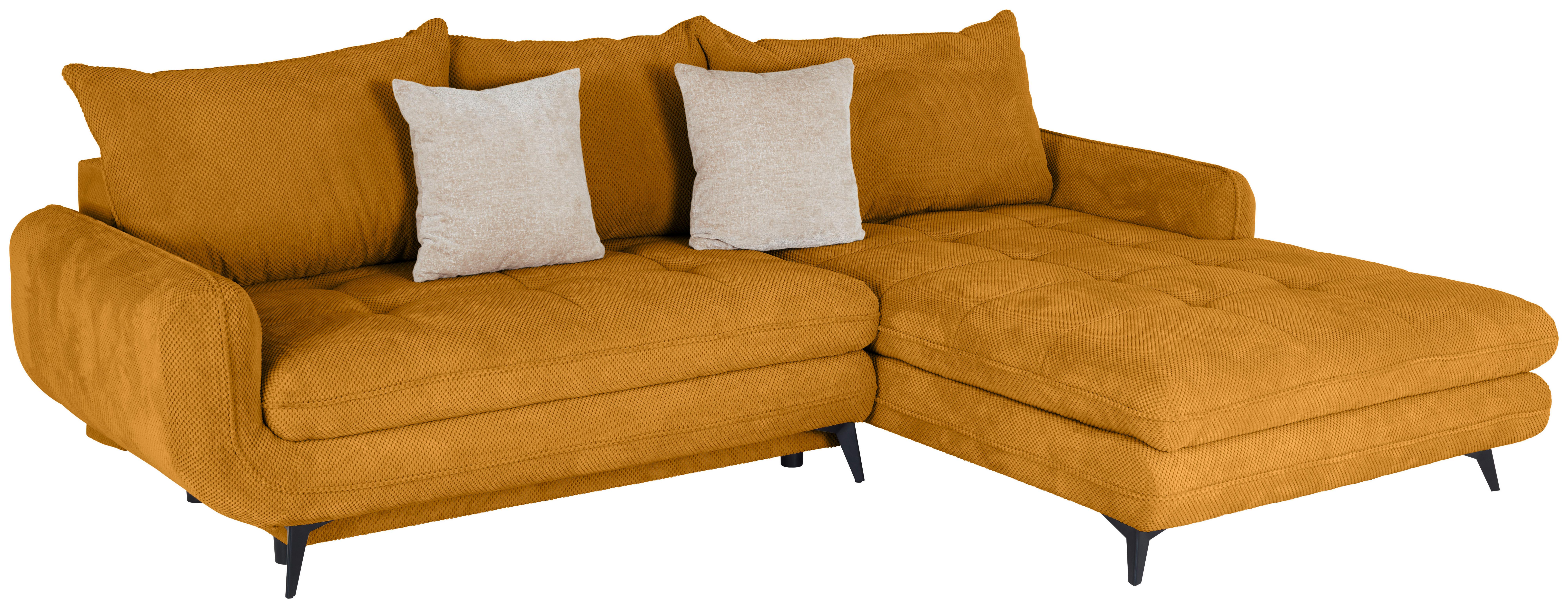 Ecksofa Wave - Senfgelb/Schwarz, MODERN, Holz/Textil (266/189cm)