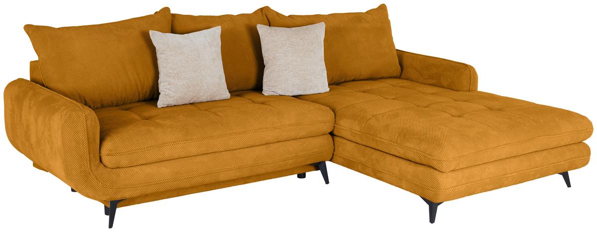 Ecksofa Wave - Senfgelb/Schwarz, MODERN, Holz/Textil (266/189cm)