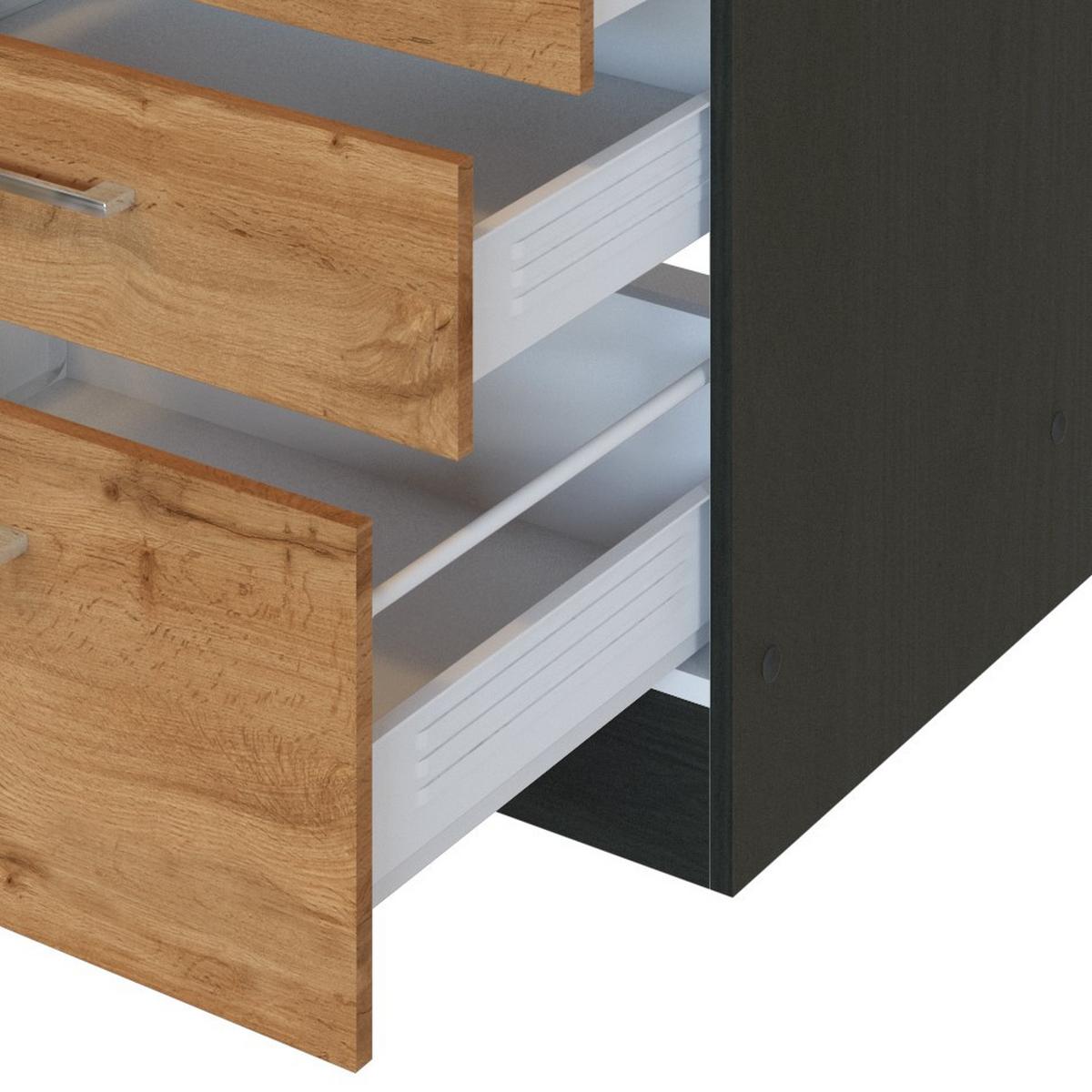 Küchenzeile Sorrento Mit Geräten 360 cm Eichefarben - Schieferfarben/Eiche Wotan, MODERN, Holzwerkstoff (360cm) - Held