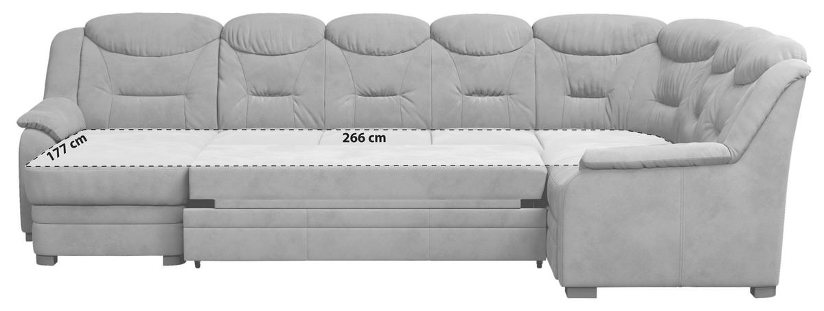 Wohnlandschaft Marcus Sparta Mit Schlaffunktion Hellgrau - Hellgrau/Schwarz, Basics, Textil (330/99/211cm) - MID.YOU
