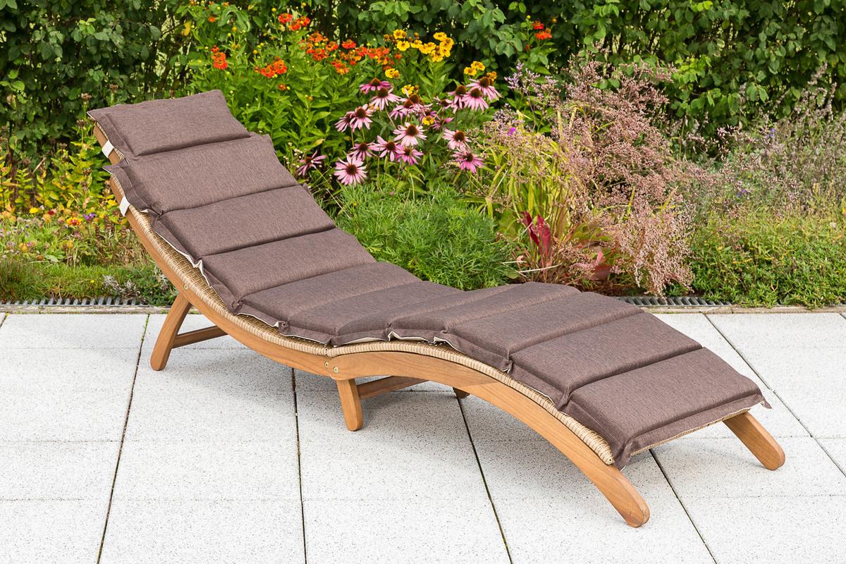 Sonnenliege Capri Akazienholz/ Metall/kunststoff Mit Auflage - Naturfarben, MODERN, Holz/Kunststoff (183/60/54cm) - Gardenson