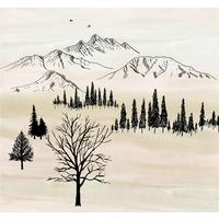 Fototapete Backcountry - Schwarz/Weiß, Trend, Papier (300/280/1cm)