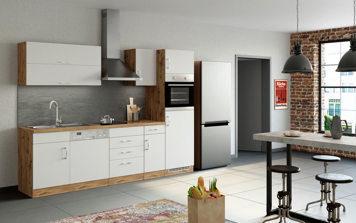 Küchenzeile Sorrento Ohne Geräte B: 270 Cm Weiß - Eichefarben/Weiß, MODERN, Holzwerkstoff (270/200/60cm) - Held