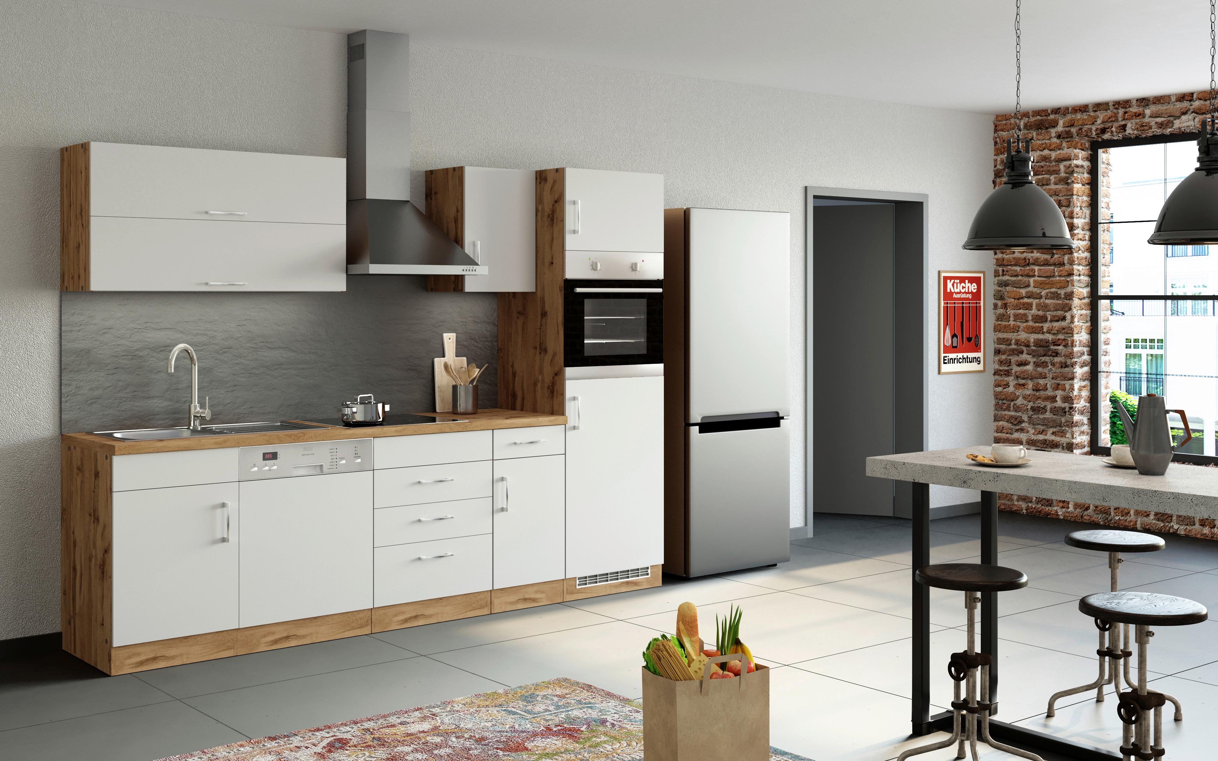 Küchenzeile Sorrento mit Geräten B: 270 cm Weiß