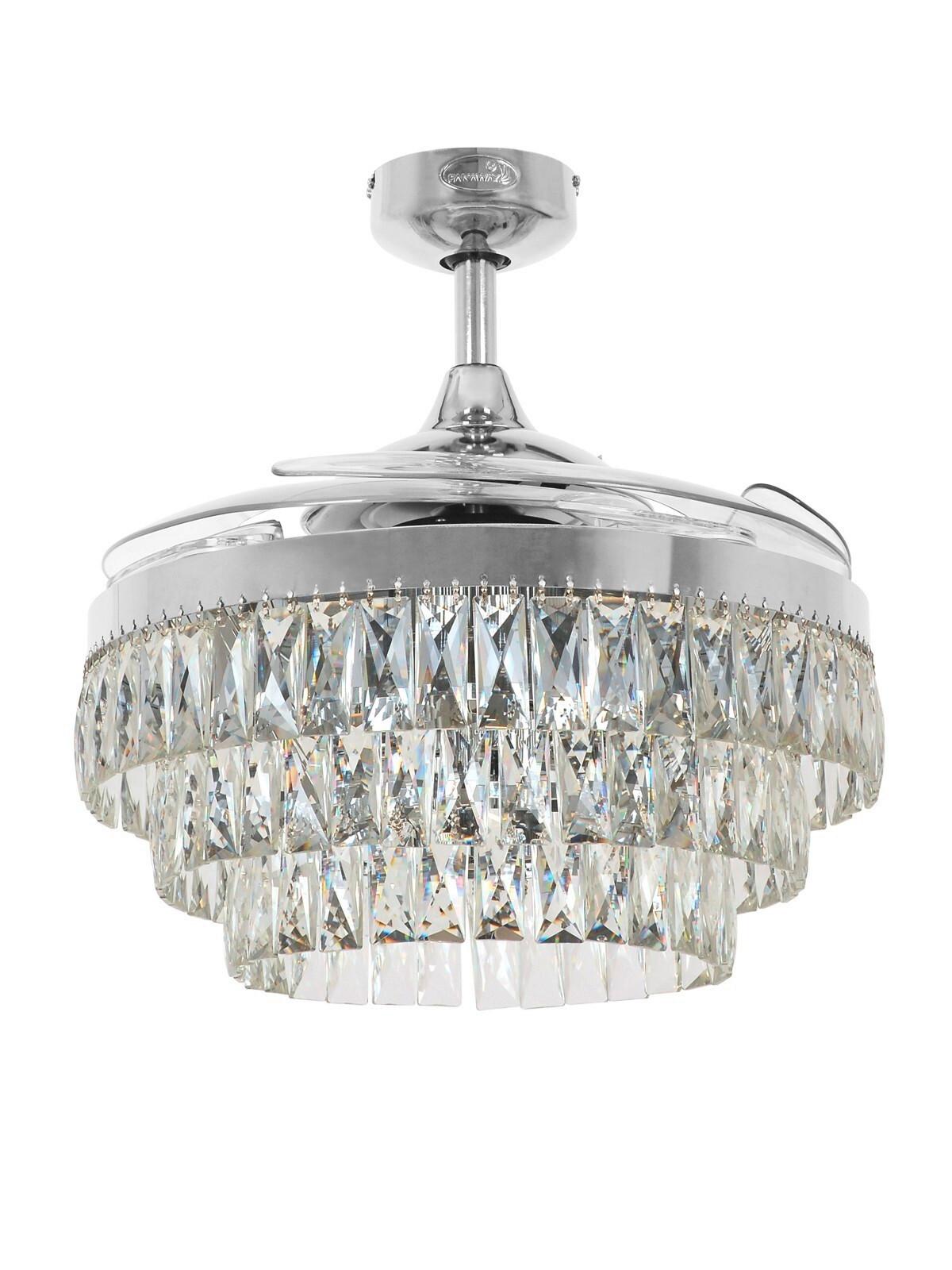 Deckenventilator Fanaway Chrom 4-Flügel, LED-Leuchte - Chromfarben/Transparent, Trend, Kunststoff/Metall (122/50cm) - P & B