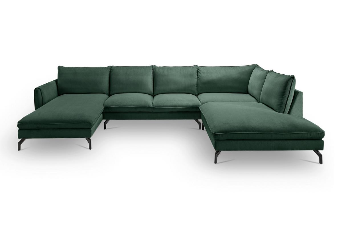 Wohnlandschaft Toronto Smaragdgrün U: 165x361x168cm - Smaragdgrün/Schwarz, Basics, Holz/Textil (165/361/168cm) - MID.YOU