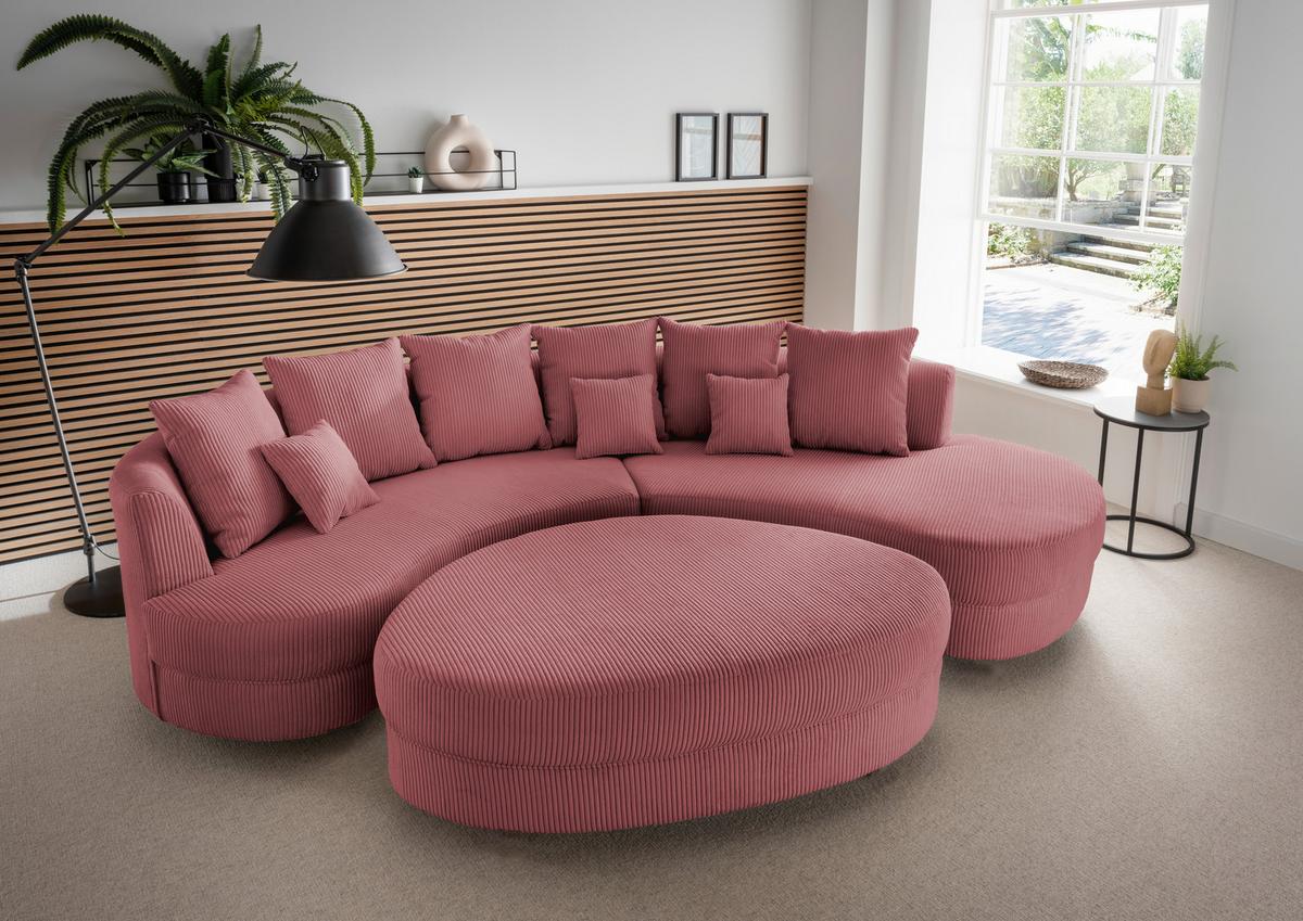 Wohnlandschaft Limoncello Koralle S: 300x160 cm - Koralle/Schwarz, Design, Textil (300/160cm) - Livetastic