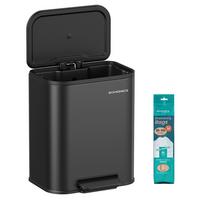 Abfallsammler Schwarz B: 36,6cm - Schwarz, Basics, Kunststoff/Metall (36,6/42,5/30cm)