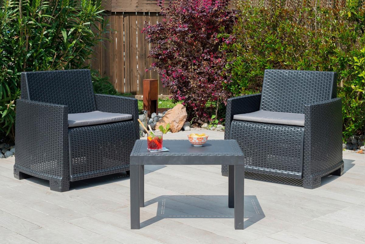 Gartenset Orta Lounge Set 5-teilig - Anthrazit/Grau, Basics, Kunststoff