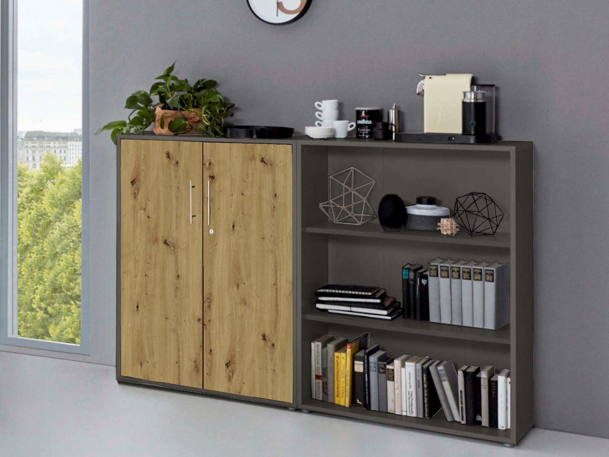 AKTENSCHRANK OFFICE EDITION-SW SET 1 NIEDR. - Anthrazit/Eiche Artisan, MODERN, Holzwerkstoff (168,8/113,6/33cm) - MID.YOU