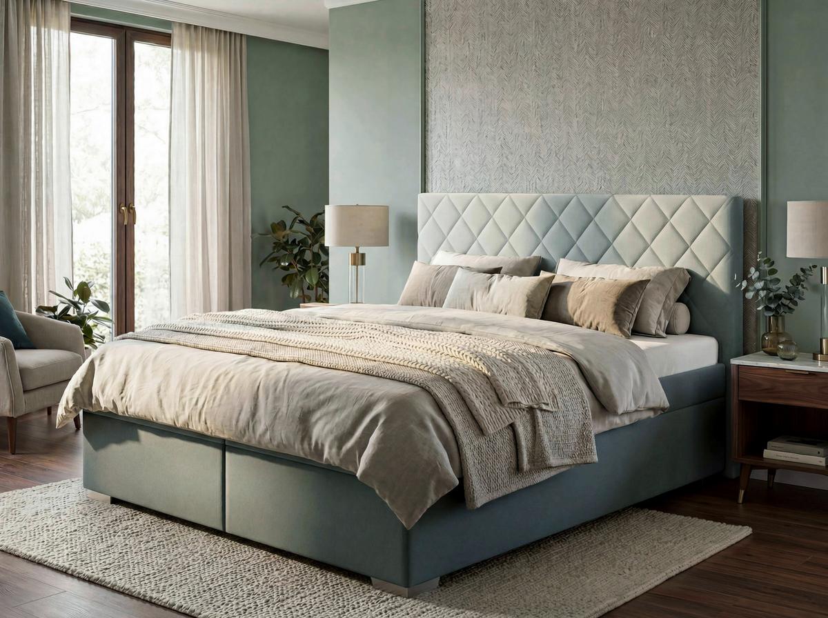 Čalúnená posteľ KLARA 180x200cm,mätovozelená - mätovozelená, Modern, drevo/textil (180/200cm)