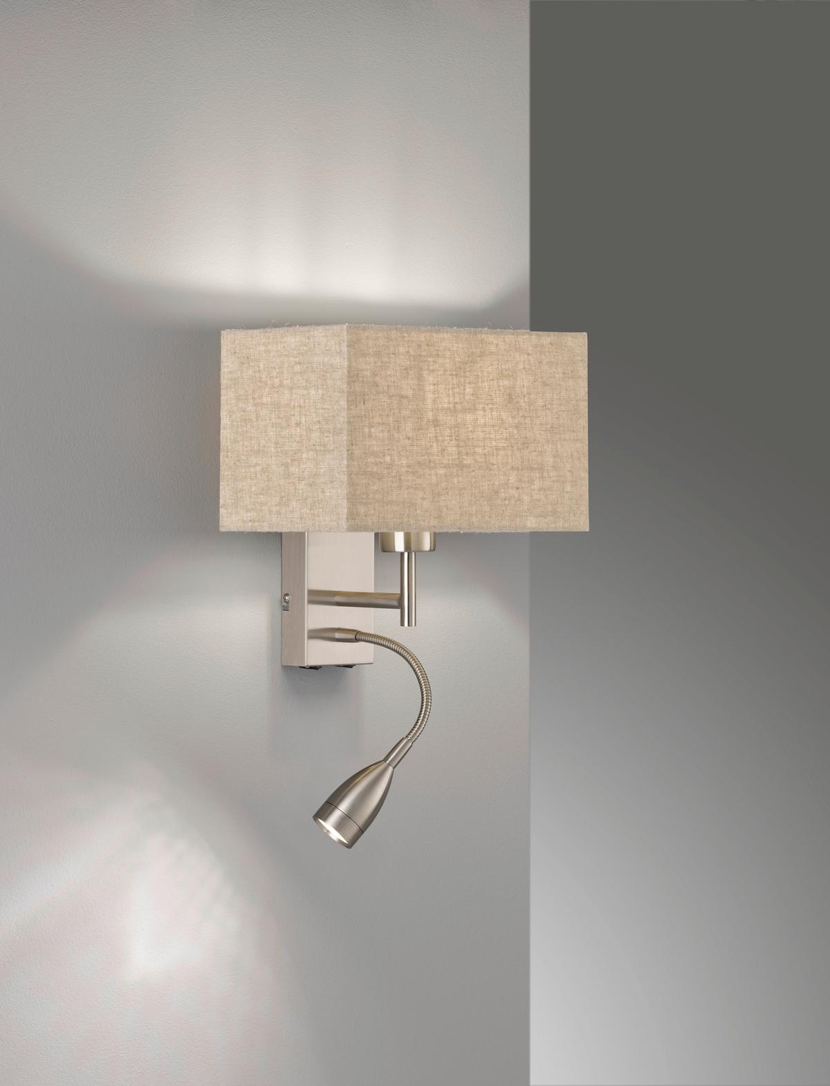 Wandleuchte 30320 Dream - Sandfarben/Nickelfarben, Design, Textil/Metall (25/38cm) - Fischer & Honsel