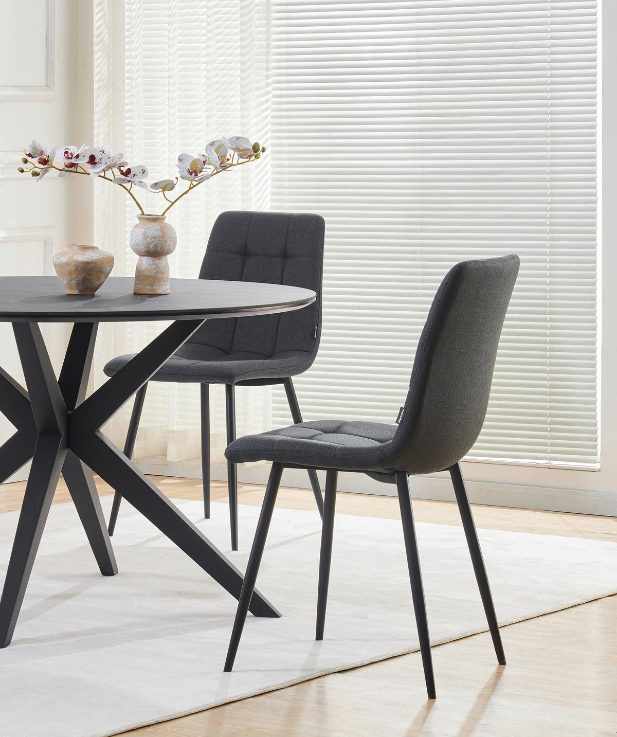 Vierfußstuhl Empoli Leinenoptik Grau, B: 44,5 cm - Schwarz/Grau, KONVENTIONELL, Holz/Textil (44,5/86/54,5cm) - Livetastic