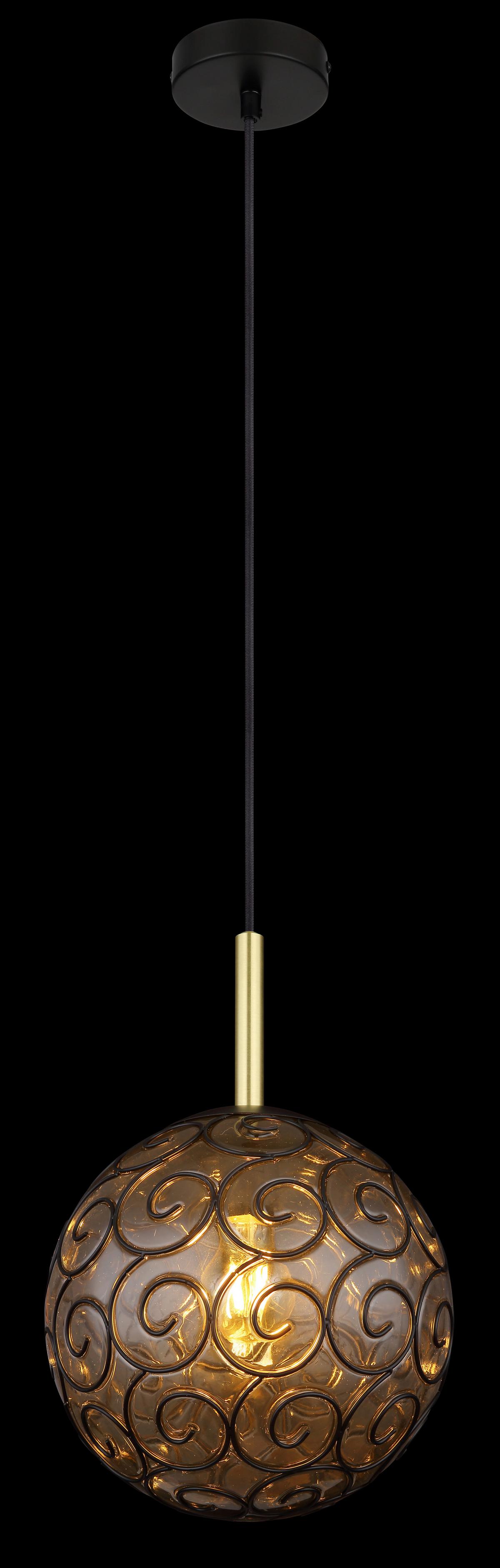 Hängeleuchte 15659h - Goldfarben/Schwarz, KONVENTIONELL, Kunststoff/Metall (25/120cm) - Globo