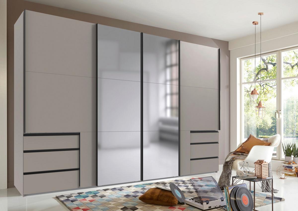 Schwebetürenschrank Level 36 A Grau Dekor/Spiegel, B:350cm - Sahara, Basics, Glas/Holzwerkstoff (350/216/65cm) - MID.YOU