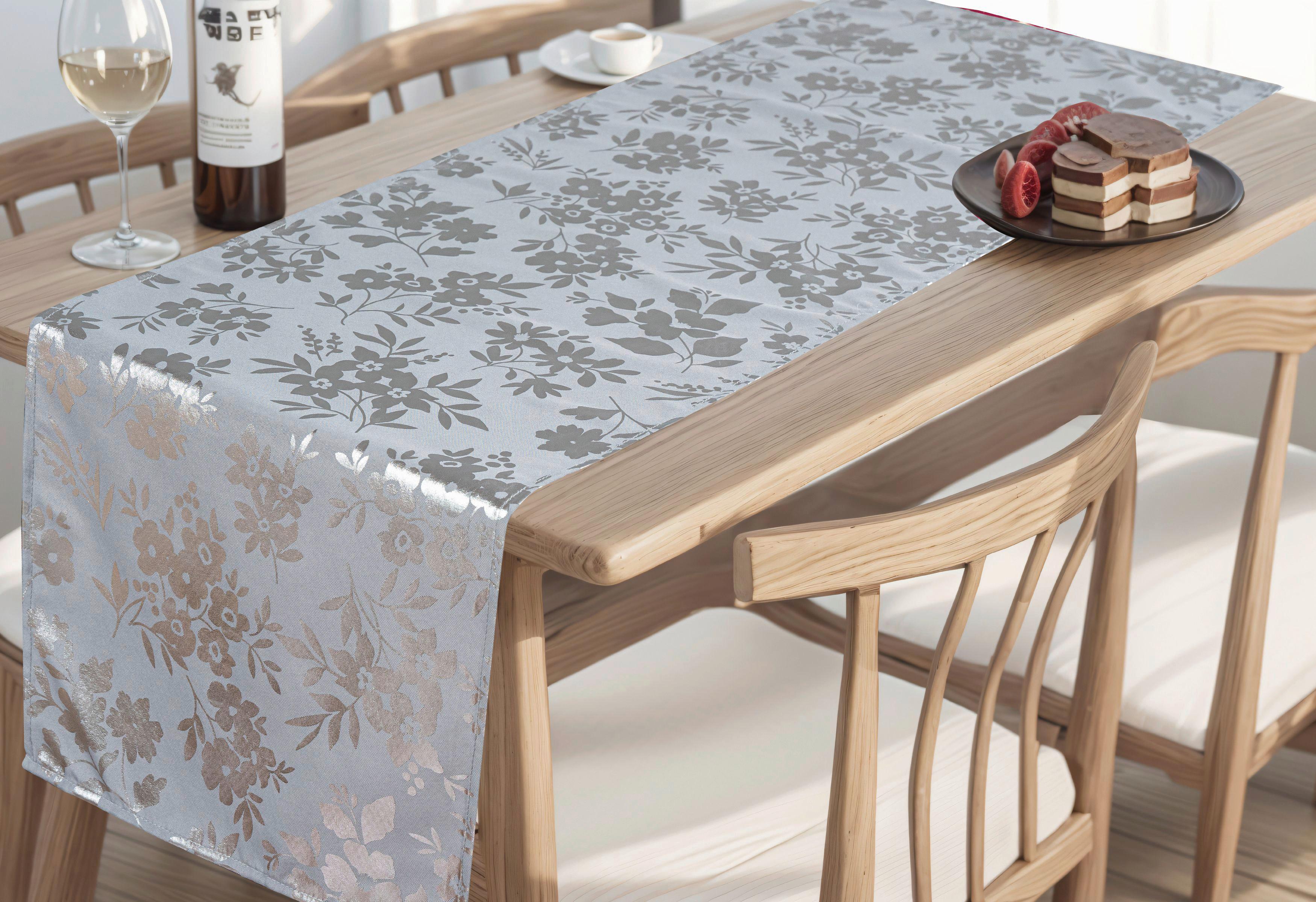 Tischläufer Josefa - Silberfarben, ROMANTIK / LANDHAUS, Textil (40/140cm) - James Wood
