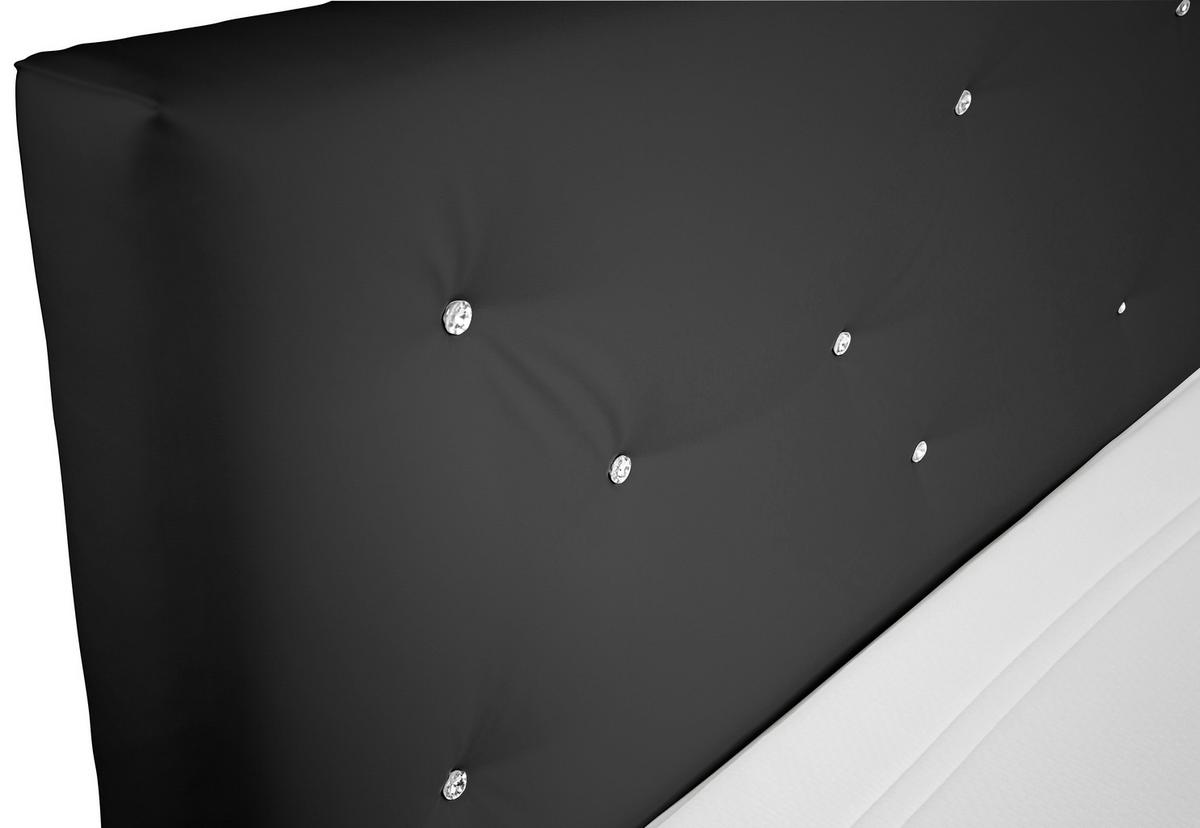 Boxspringbett mit Topper, Lederlook 180x200cm Luminosa - Schwarz, MODERN, Textil (180/200cm)
