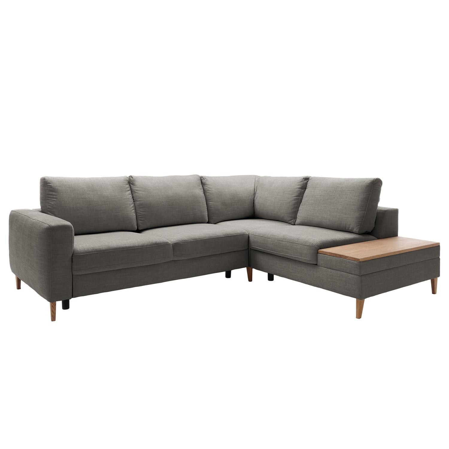 Ecksofa Alika Dunkelgrau S: 260x204 cm - Dunkelgrau/Eschefarben, MODERN, Textil (260/204cm) - Trendmanufaktur