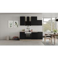 Küchenblock Capri Eiche/schwarz B: 220 Cm - Eichefarben/Schwarz, MODERN, Holzwerkstoff (220cm) - FlexWell