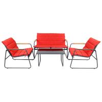 Loungegarnitur Lexila 4-Teilig Rot - Anthrazit/Rot, MODERN, Glas/Kunststoff - Gardenson