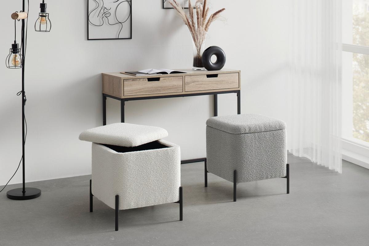 Taburet s úložným priestorom MIXO - čierna/biela, Modern, kov/kompozitné drevo (43cm) - Mömax