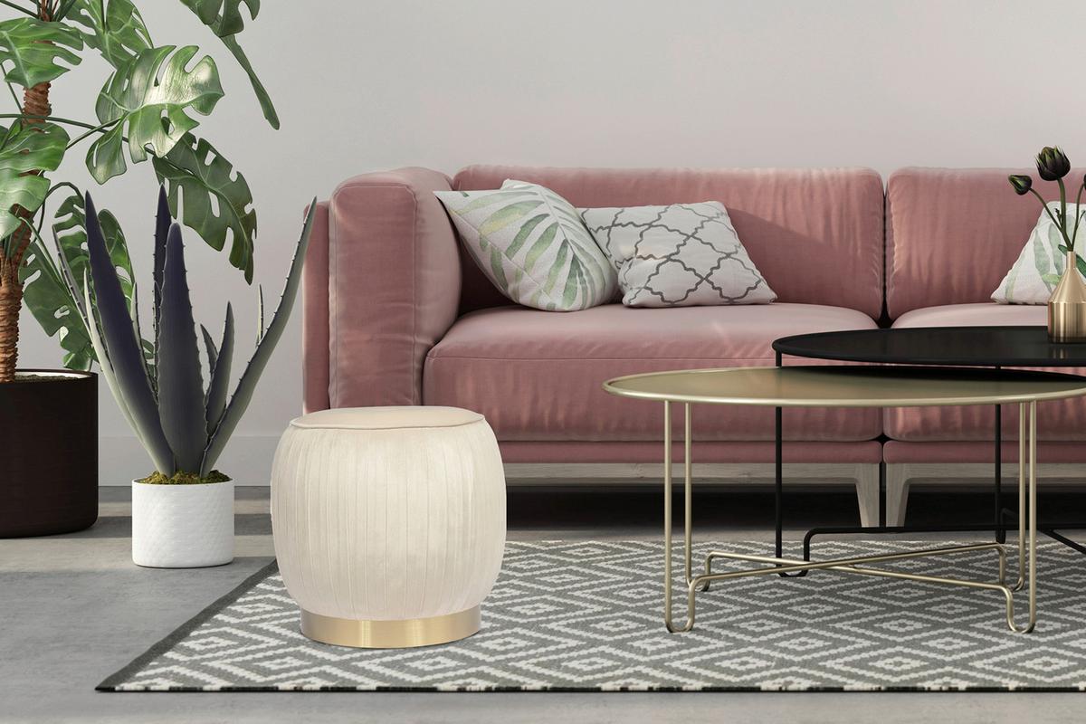 Taburetka krémová/zlatá - zlatá/krémová, Design, kov/plast (43/42/43cm)