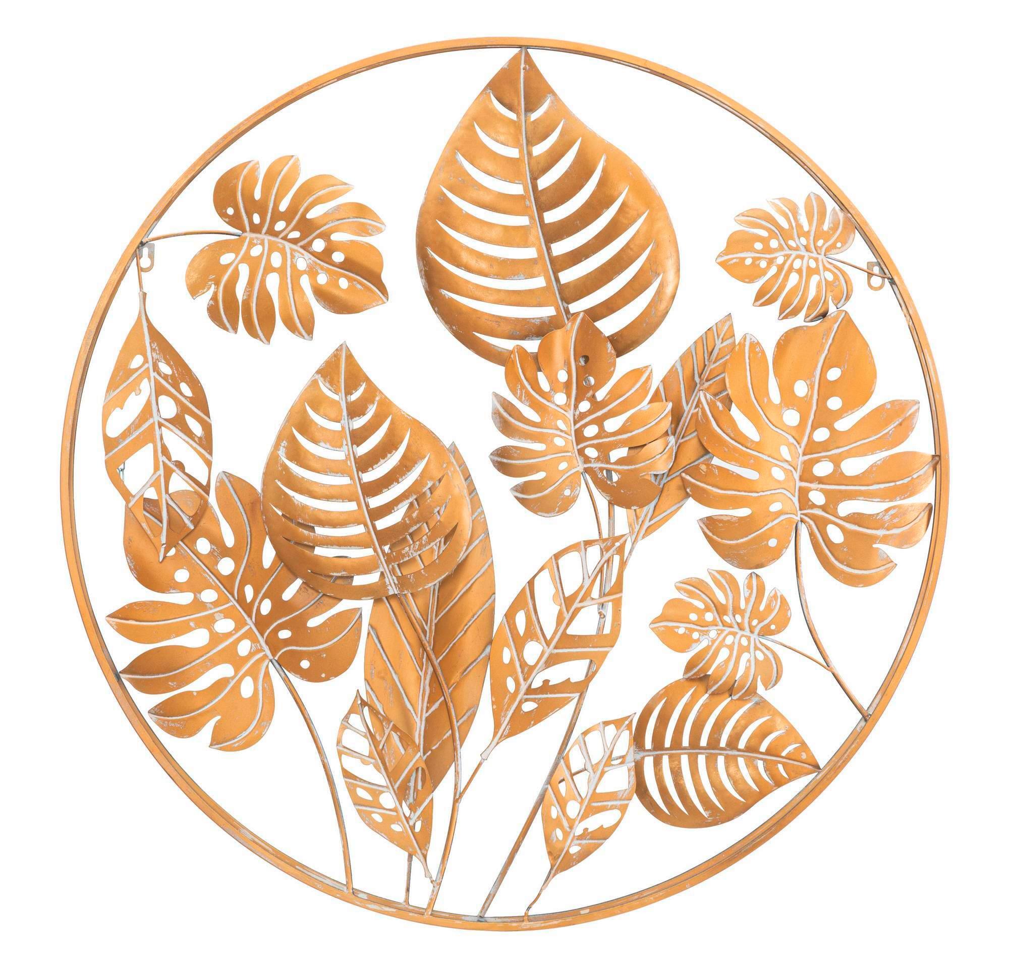 Wanddeko Jungle Round Goldfarben B: 80 Cm - Goldfarben, Basics, Metall (80/80/6.5cm)