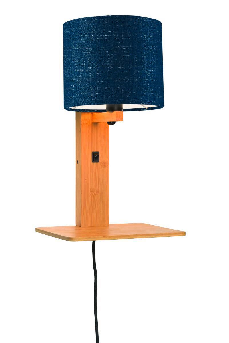Wandleuchte Andes/w1/n/1815/bd - Blau/Naturfarben, Trend, Holz/Textil (19/24/36cm) - Good & Mojo