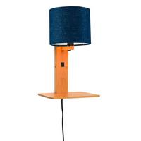 Wandleuchte Andes/w1/n/1815/bd - Blau/Naturfarben, Trend, Holz/Textil (19/24/36cm) - Good & Mojo