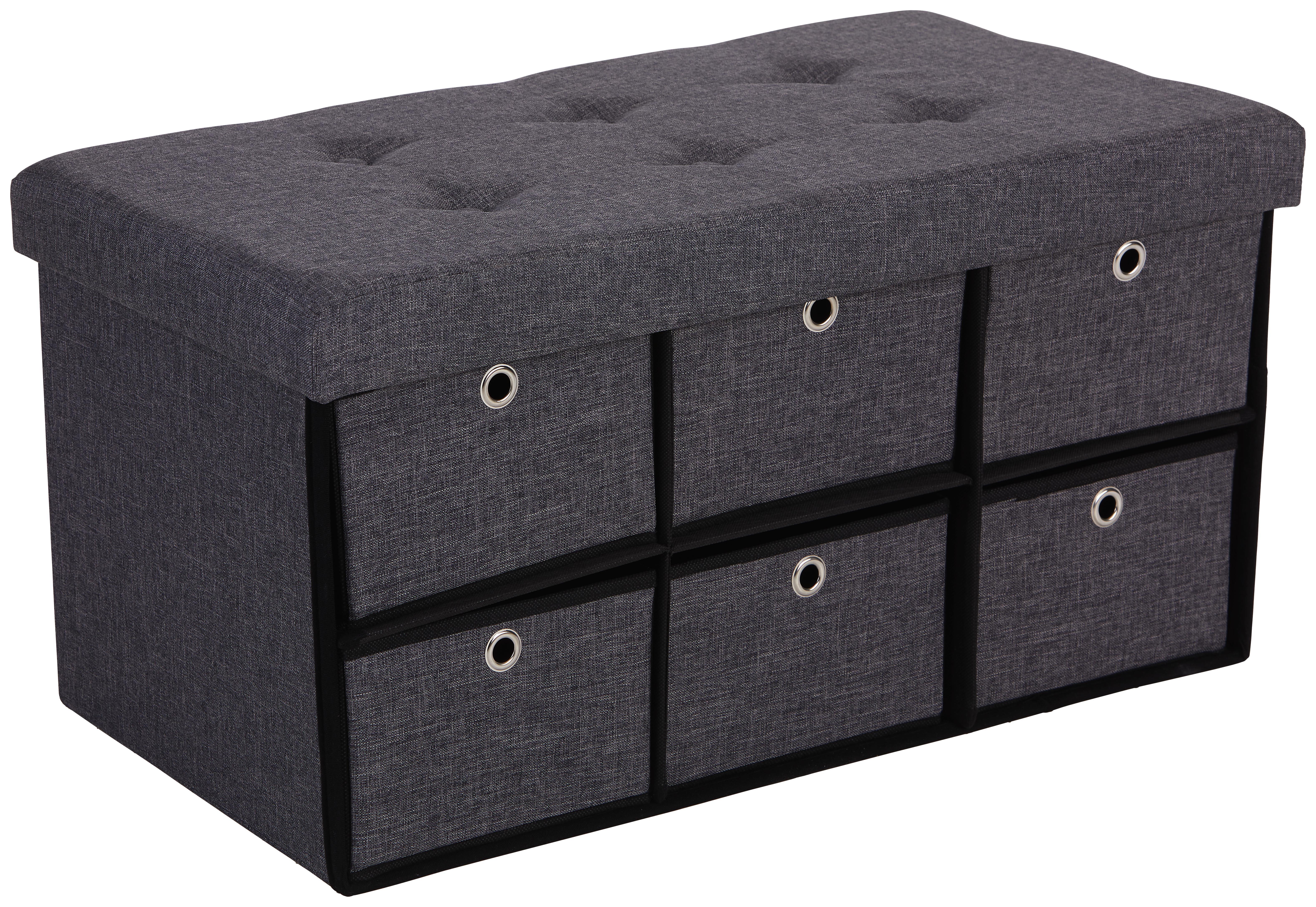 Schuhregal mit Sitzfläche Bench 76cm Grau - Schwarz/Grau, MODERN, Karton/Holzwerkstoff (76/38/38cm)