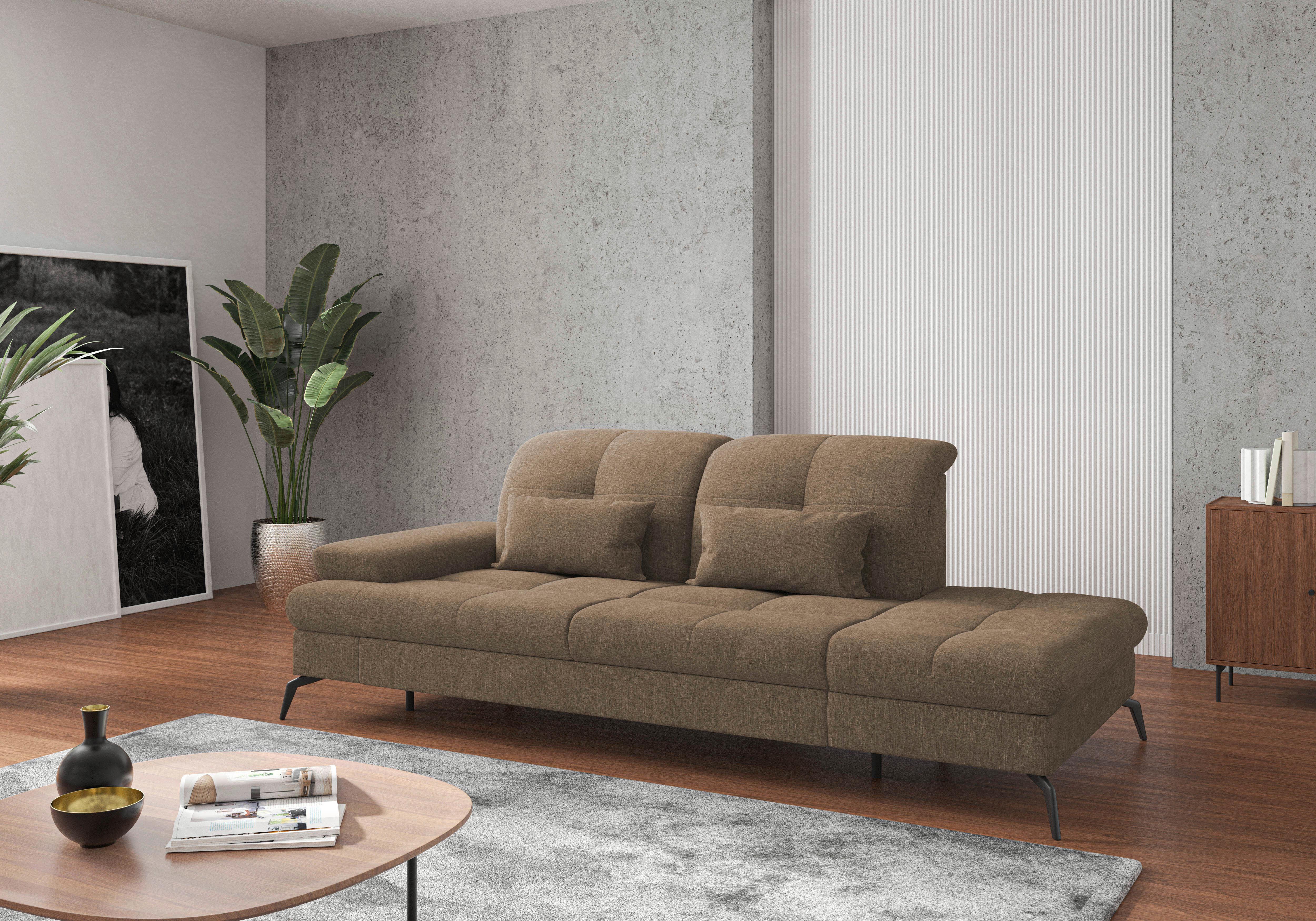 RÉCAMIERE Amica E, Hellbraun B: 231 cm - Hellbraun/Schwarz, KONVENTIONELL, Textil (231/90/122cm) - Sit & More