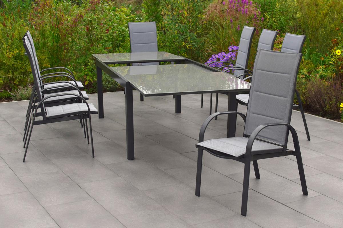 Gartenset Marini - Graphitfarben/Grau, MODERN, Glas/Textil - Gardenson