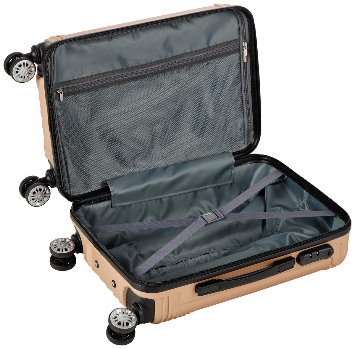 Reisekoffer 4-tlg. New York 4 Rollen Hartschale - Goldfarben, Basics, Kunststoff/Textil (32-48/25-75/16-29cm) - Luca Bessoni