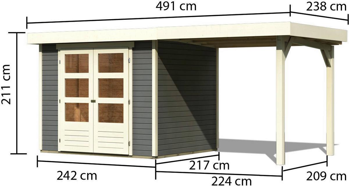 Gartenhaus 491x217x211 cm - Grau, Basics, Holz (491/217/211cm) - Karibu