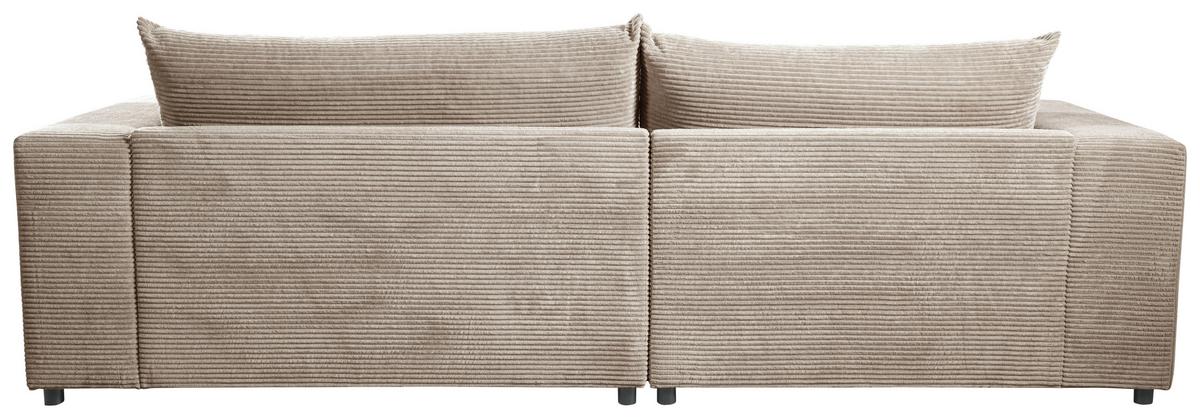 Ecksofa Funny S Rechts Hbraun mit Hocker S: 265x180 cm - Hellbraun/Schwarz, Basics, Textil (265/180cm) - Livetastic