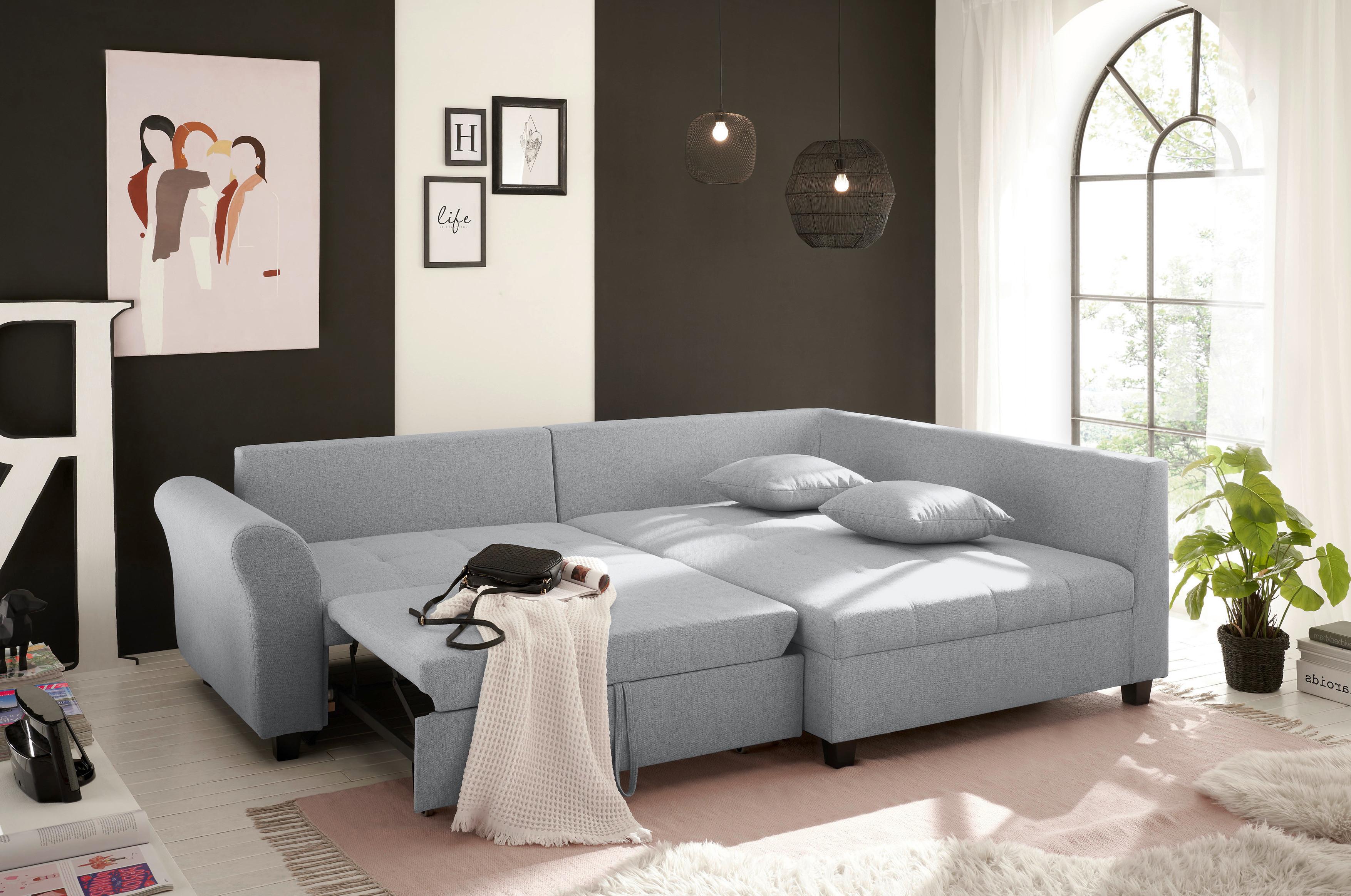 Ecksofa Liz Grau S: 252x175 Cm - Schwarz/Grau, MODERN, Textil (252/175cm) - Livetastic