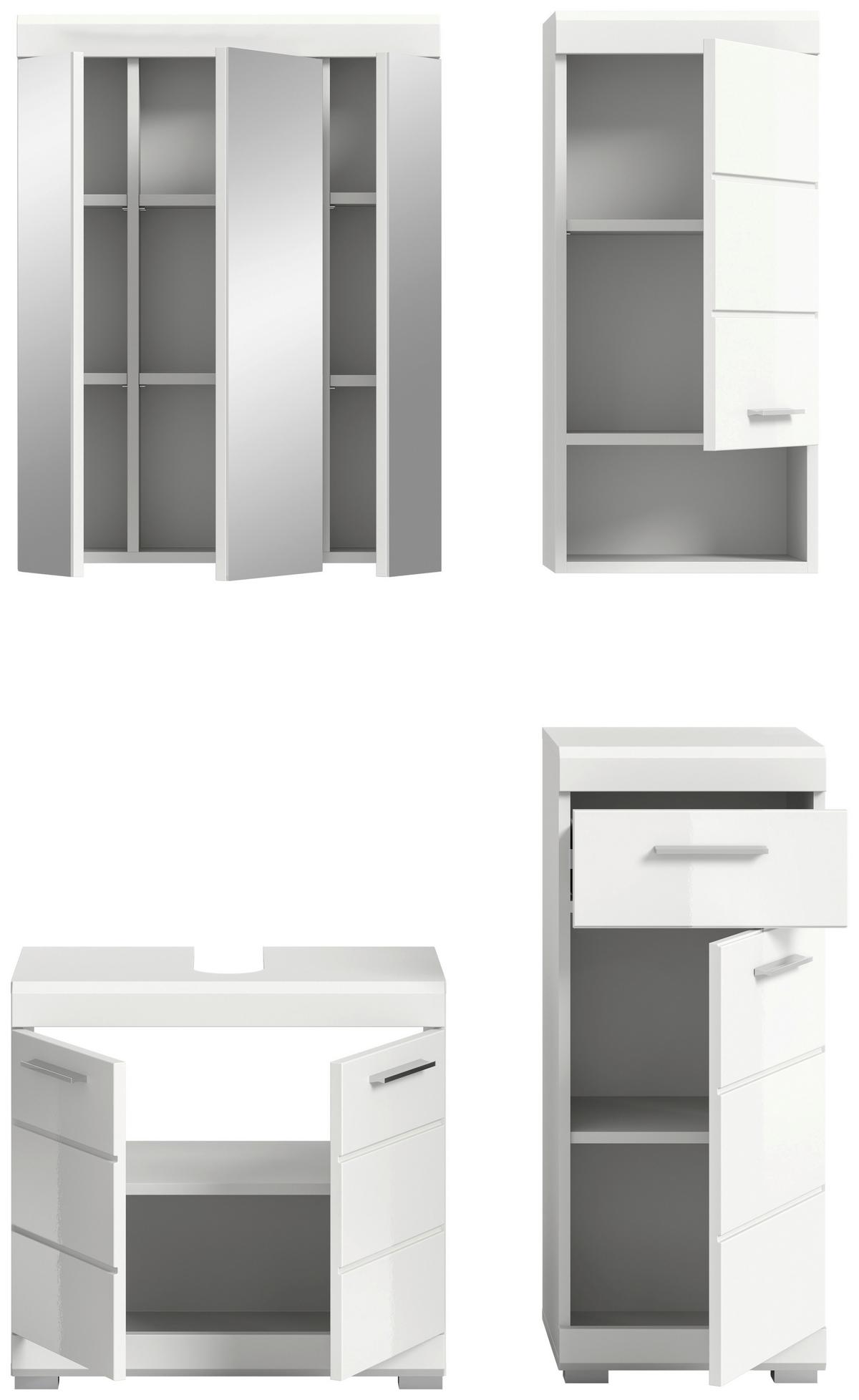 Badezimmer Scout Weiß B: 97 cm - Weiß Hochglanz/Silberfarben, MODERN, Glas/Holzwerkstoff (97cm) - MID.YOU
