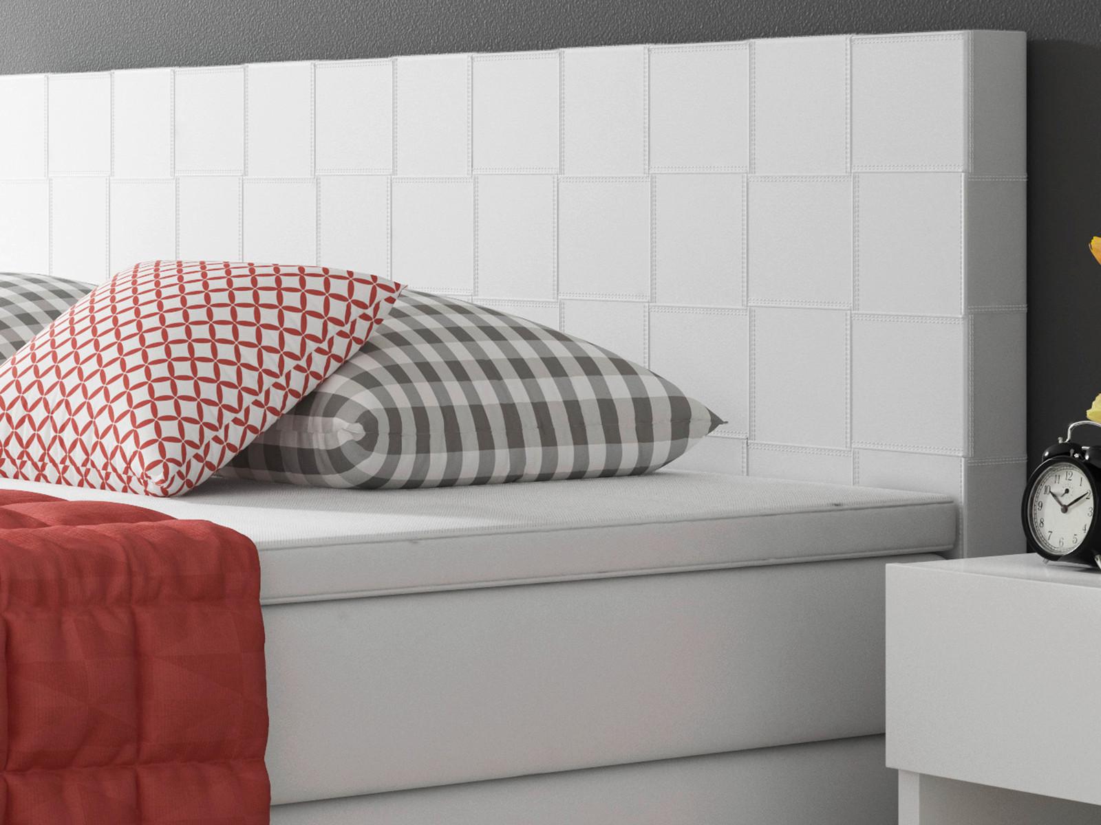 Boxspringbetten Mit Topper 180x200 Cm Ancona F - Silberfarben/Weiß, KONVENTIONELL, Leder/Textil (180/115/210cm) - MID.YOU