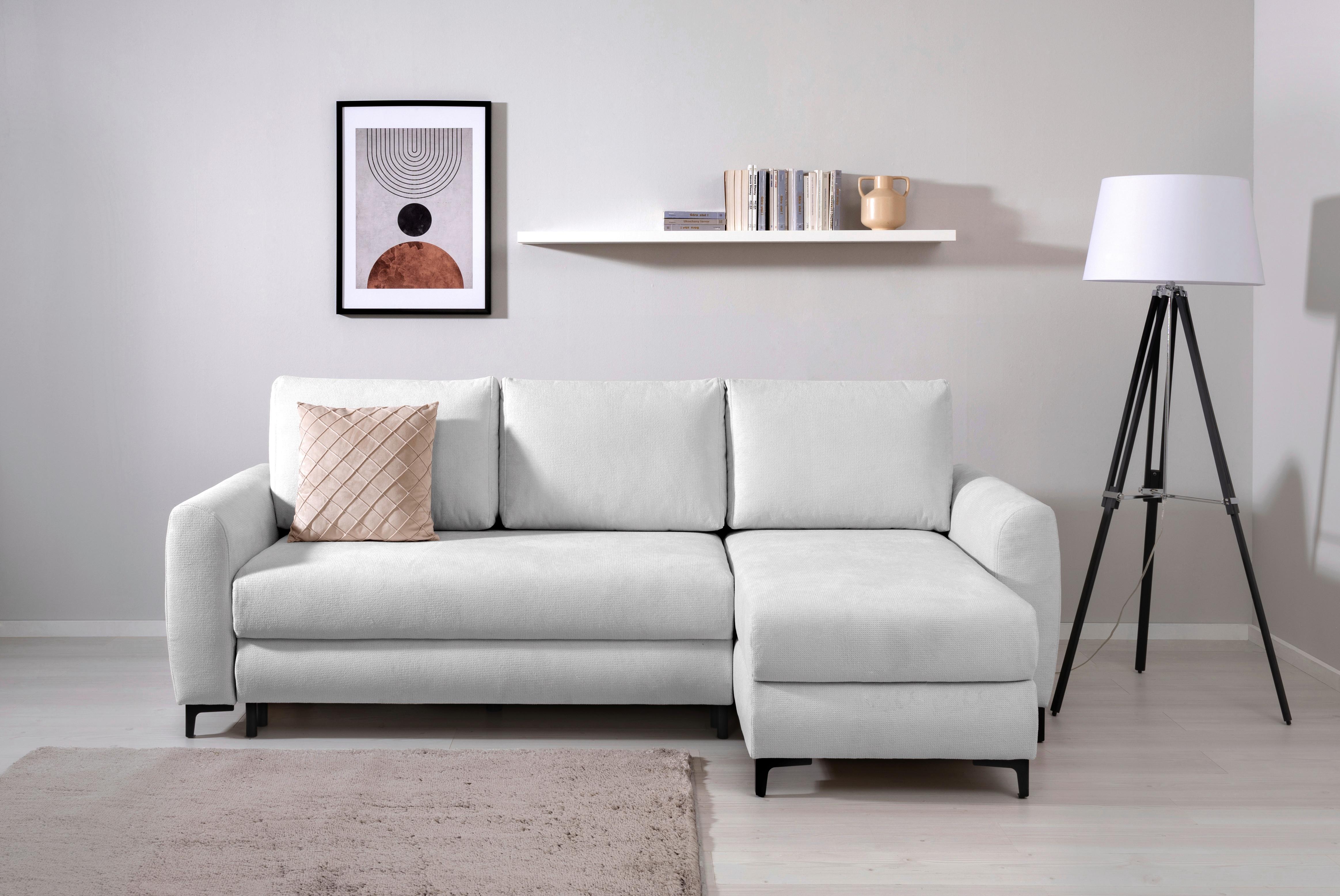 Ecksofa Moli, Grau S: 236x148 cm - Schwarz/Grau, Design, Textil (236/148cm) - MID.YOU