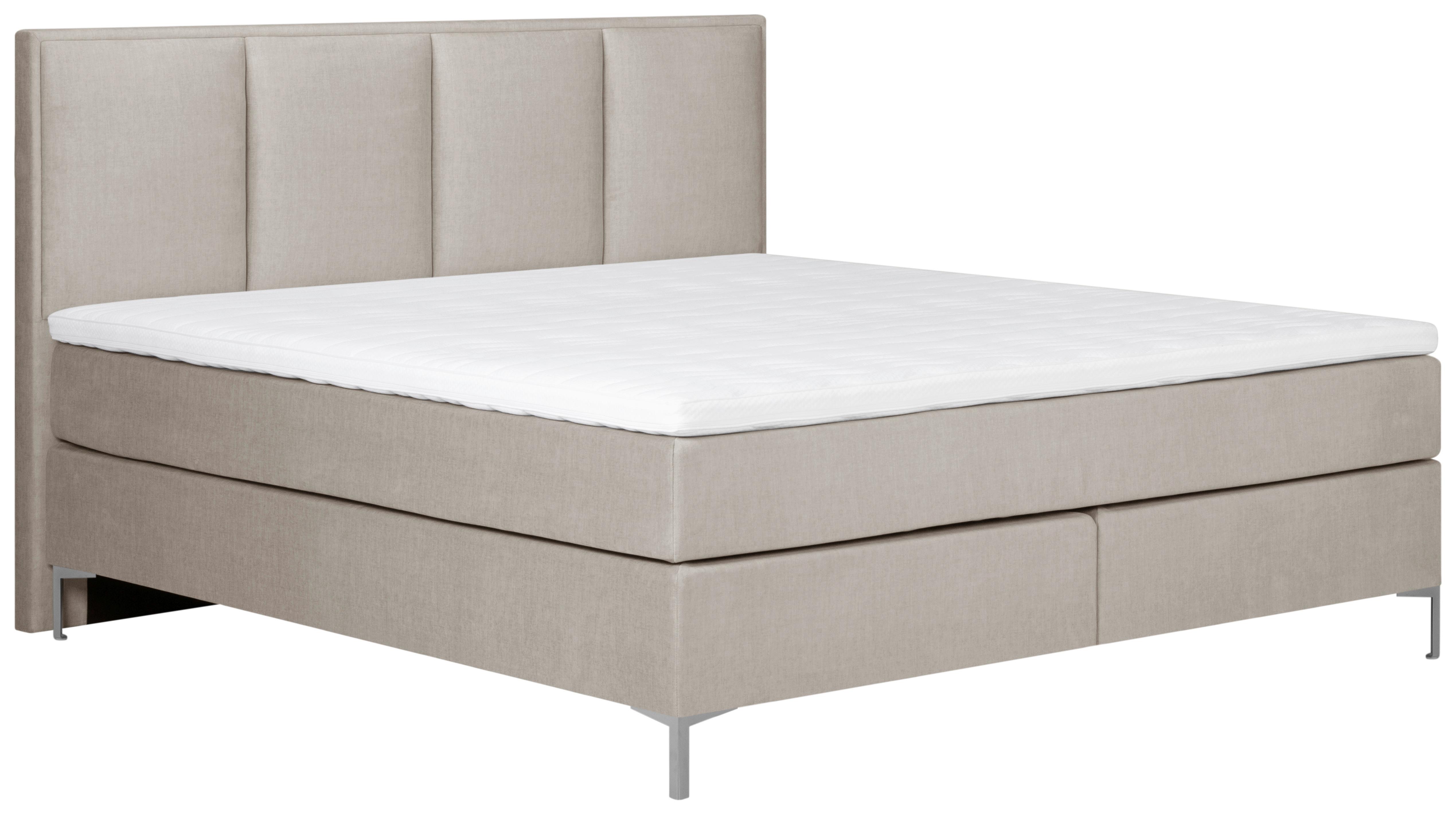 Boxspringbett Mir Topper 160x200 cm Graz, Taupe - Taupe/Alufarben, MODERN, Textil (160/200cm) - MID.YOU