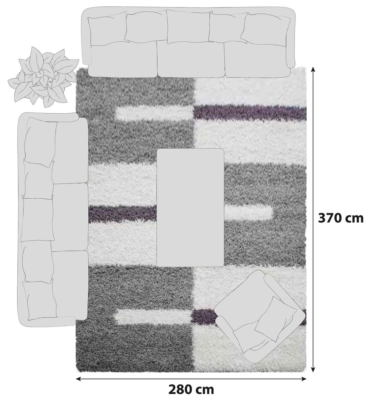 Hochflor Teppich Lila Gala 280x370 cm - Lila, Design, Textil (280/370cm)