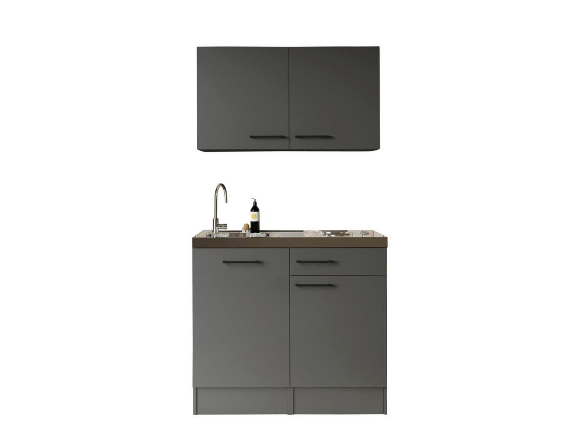 MINIKÜCHE Oliver, Grau B: 100 cm - Grau, Trend, Holzwerkstoff (100cm) - Respekta