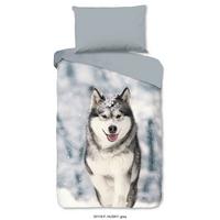 Kinderbettwäsche Husky Grau 140x200 cm - Grau, Textil (140/200cm)