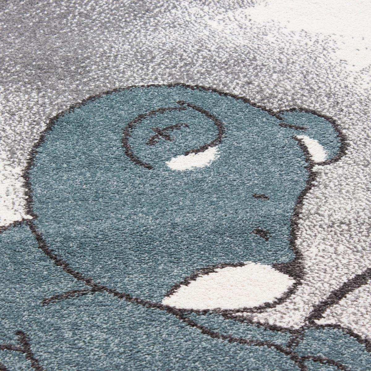 Kinderteppich Bär Blau/grau/weiß Kids Ø 120 Cm - Blau/Weiß, Trend, Textil (120cm)
