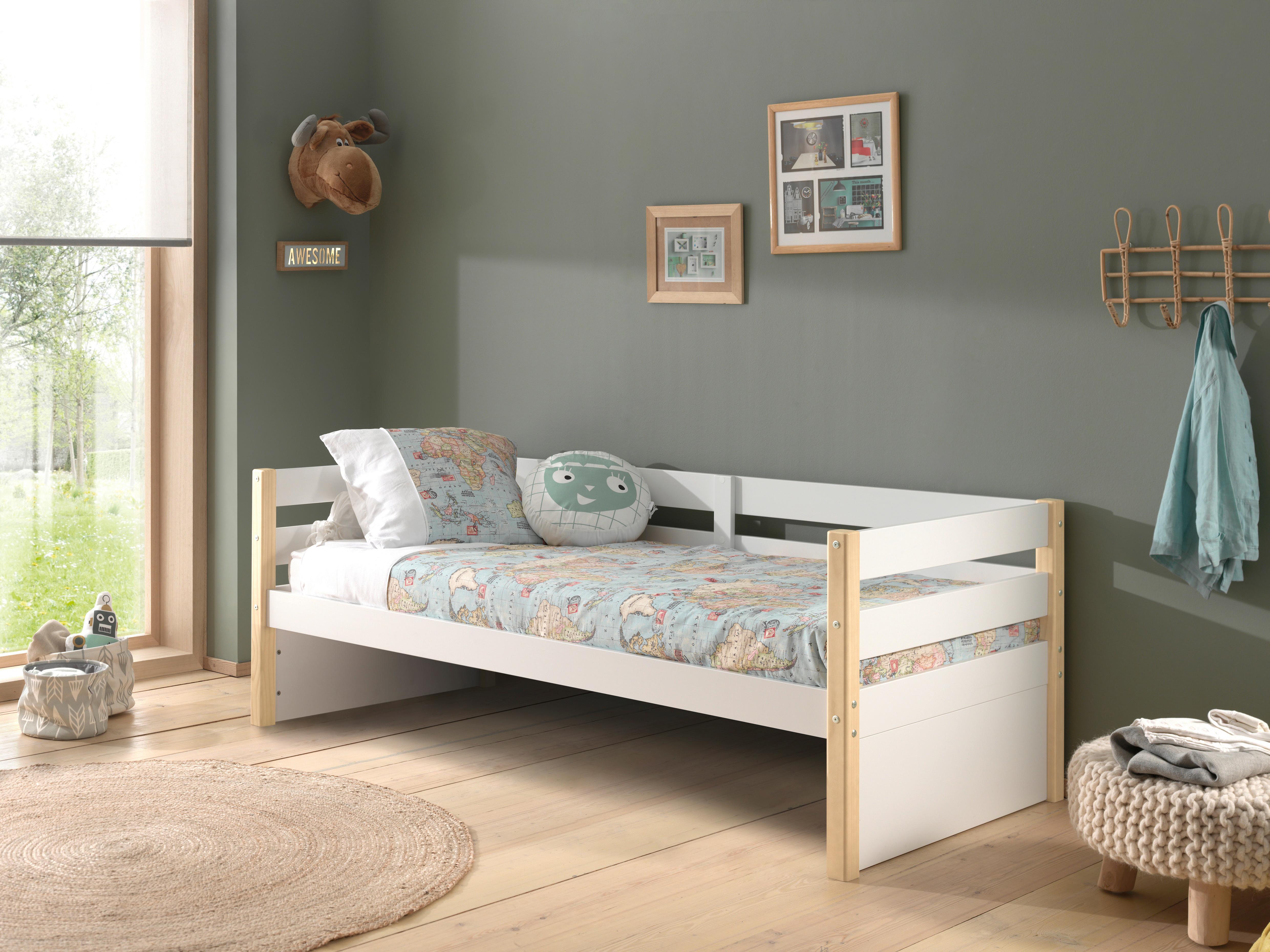 Bett Margrit Weiß 90x200 cm - Weiß/Kieferfarben, MODERN, Holz/Holzwerkstoff (90/200cm) - MID.YOU