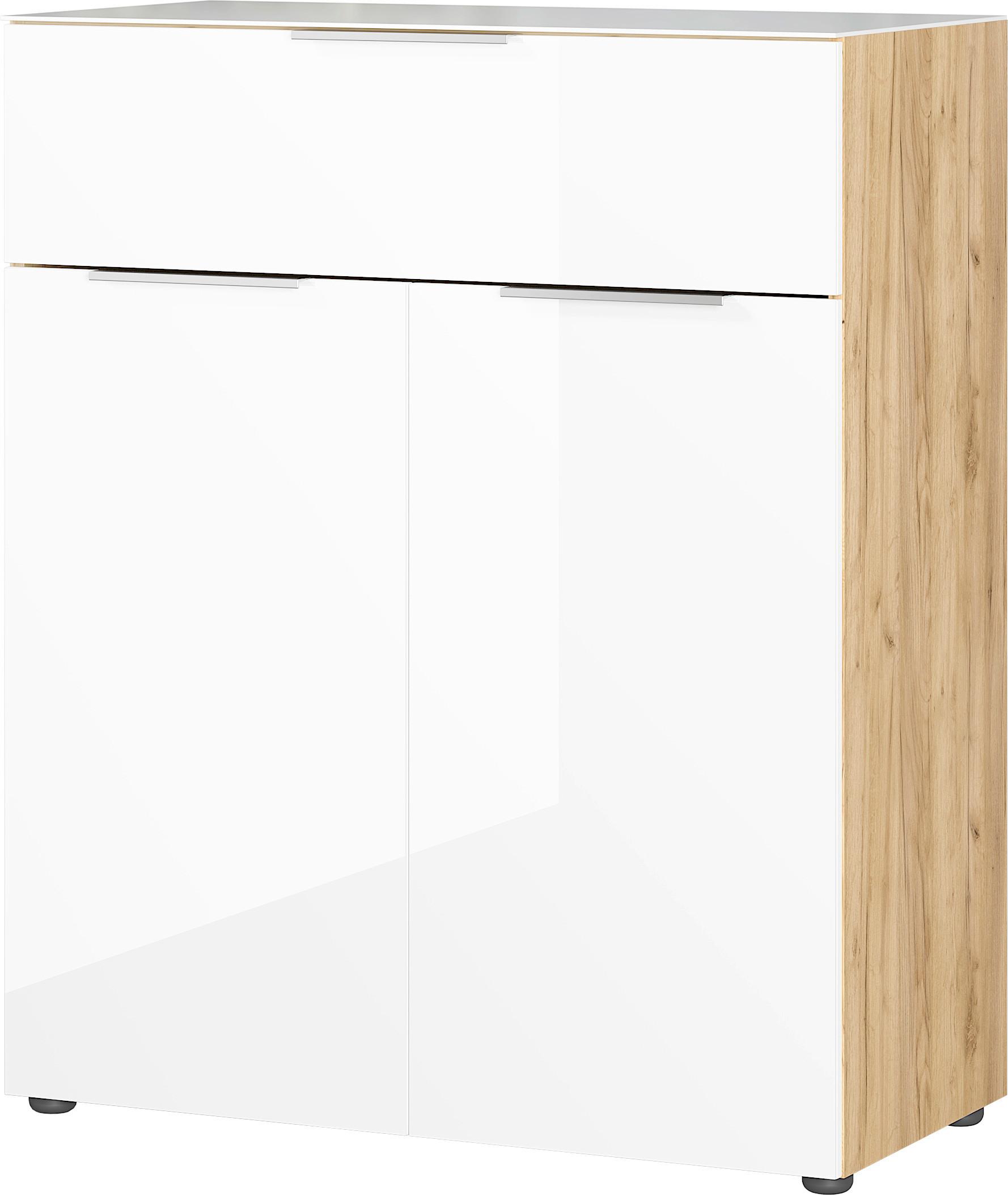 KOMODA OAKLAND - bílá/barvy dubu, Moderní, kov/kompozitní dřevo (83/102/42cm) - Premium Living