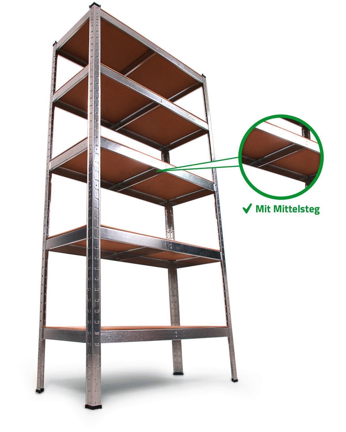 Regalsystem Silberfarben B: 90 cm höhenverstellbar - Silberfarben, Basics, Metall (90/180/40cm)